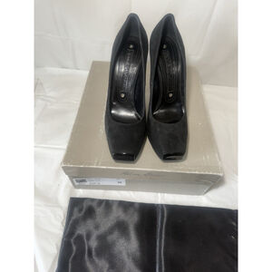 GIANMARCO LORENZI EU38 US8 square Toe High Heels suede Leather platform Pumps